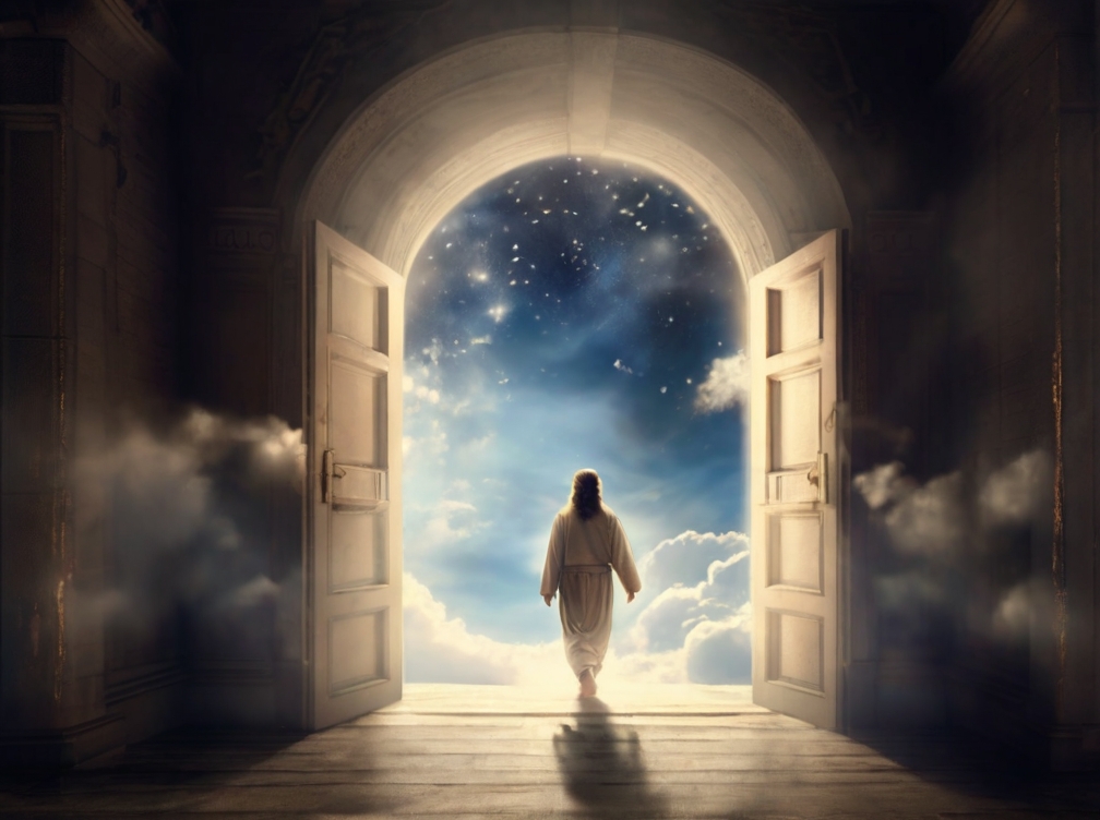 waling through a door in heaven