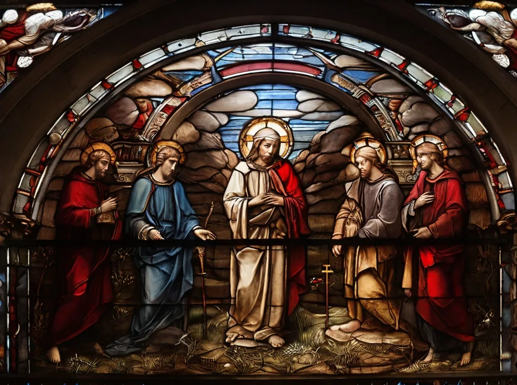 A Stained-Glass Window Depicting the Five holy Wounds