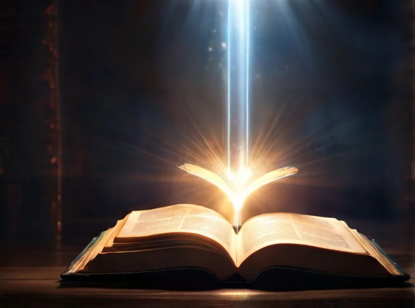 Open Bible with light rays emanating from it