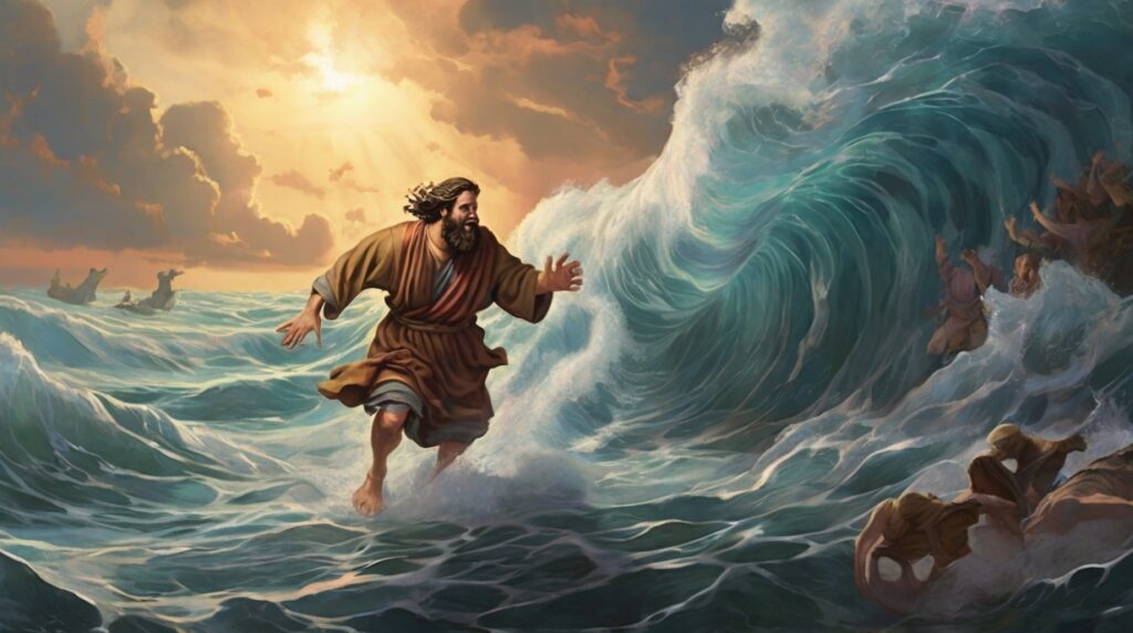 Biblical illustration of Jonah fleeing from God's command