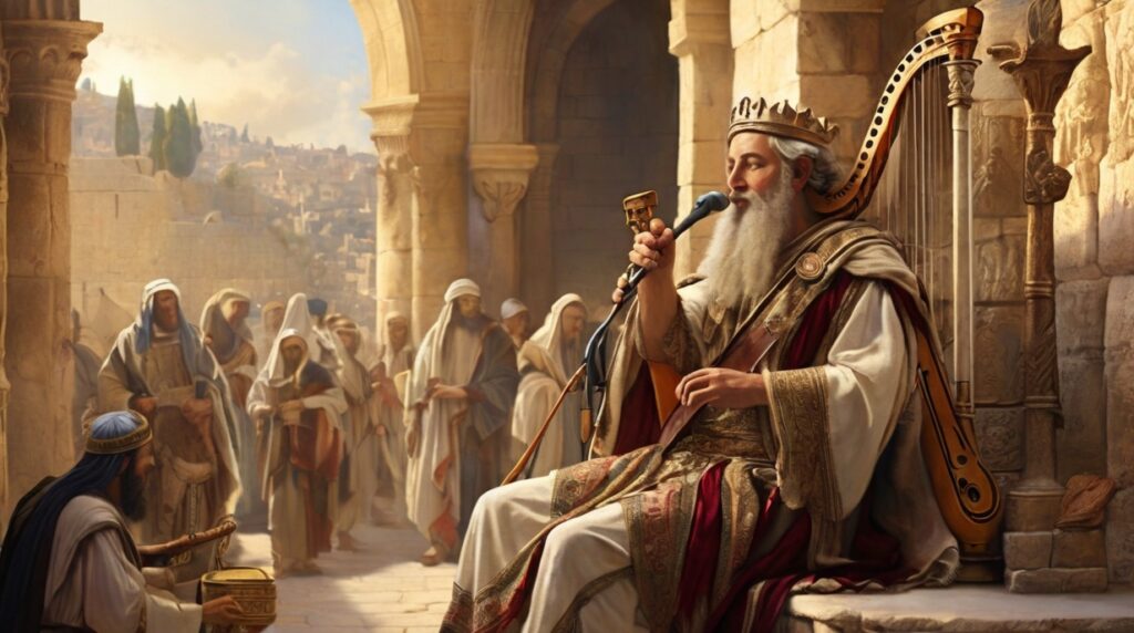King David Playing the Harp in Jerusalem