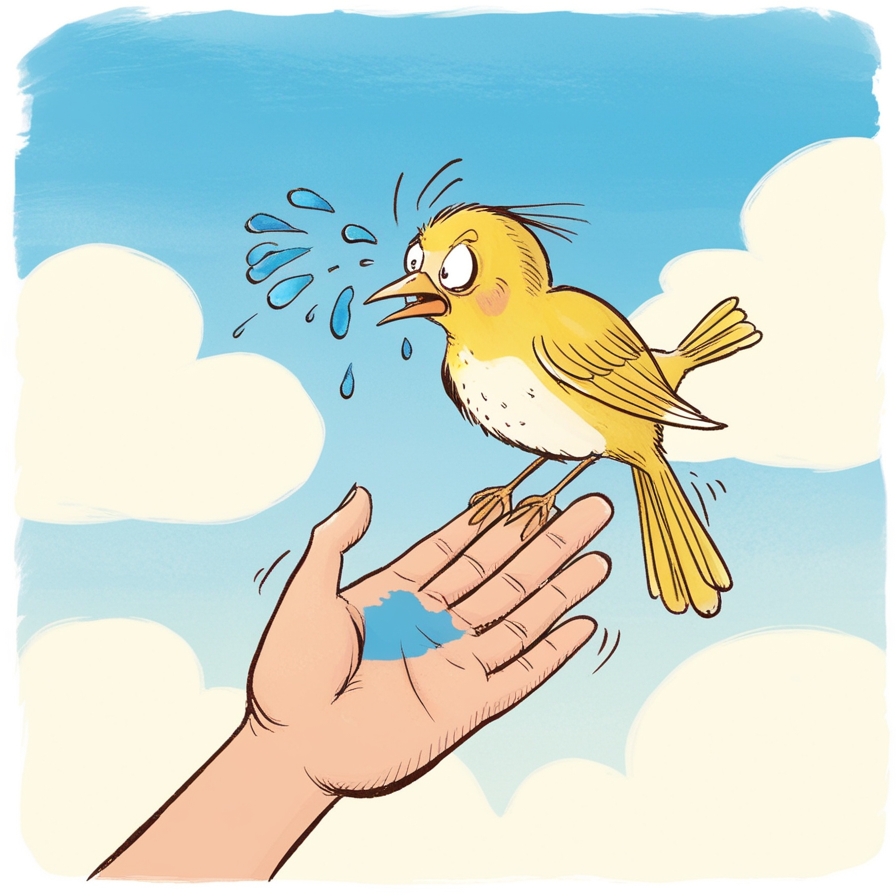 bird pooping On Your left hand