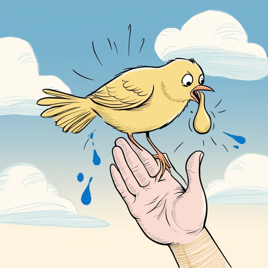 bird pooping On Your right hand